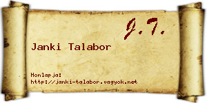 Janki Talabor névjegykártya